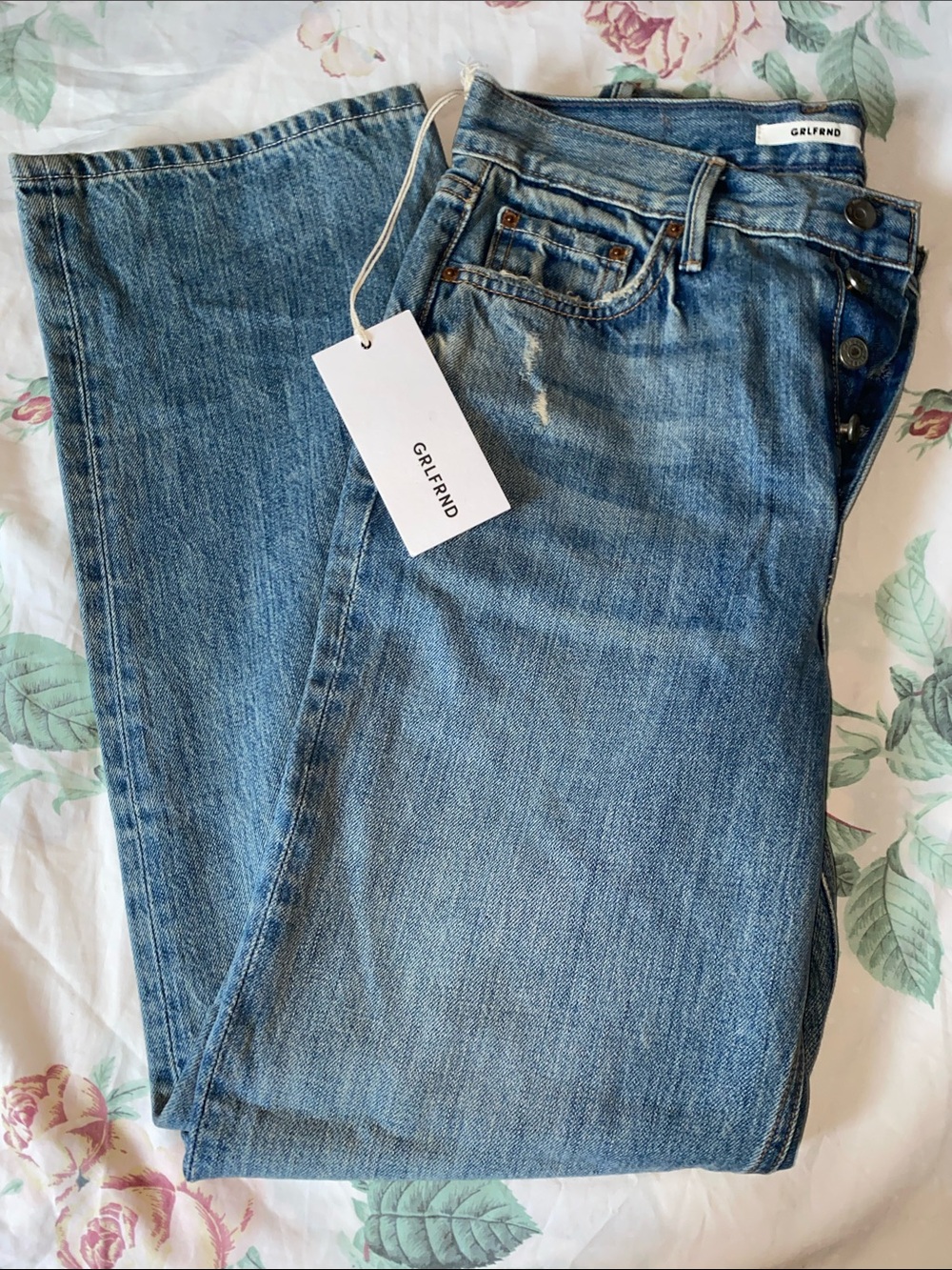 GRLFRND Classic Light Wash Straight Jeans